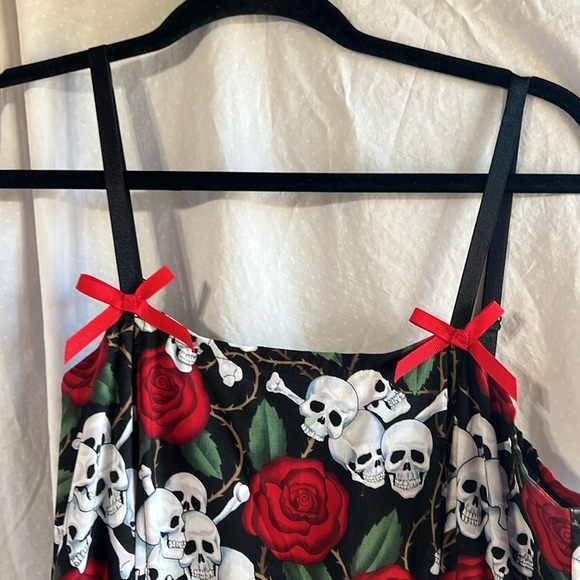 Poison Candy skull&rose cotton dress L - Picture 4 of 12